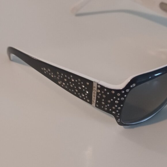 Fossil Sienna Prescription Bling Black/White Flex Hinges Wrap Around Sunglasses - Picture 4 of 5